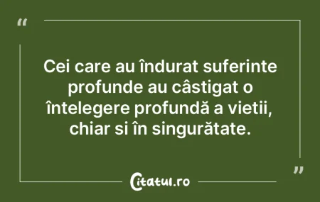 Cei care au îndurat suferințe profunde...