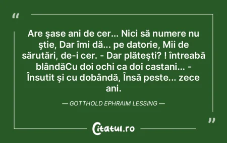 Are şase ani de cer... Nici să numere ...