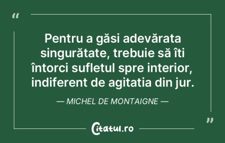 Pentru a găsi adevărata singurătate, ...