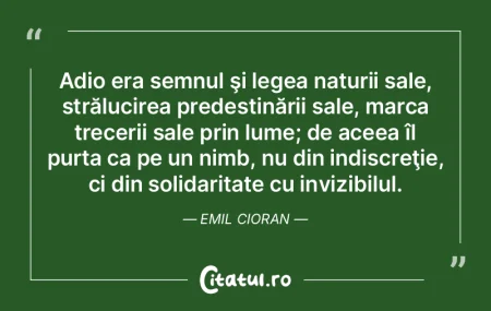 Adio era semnul şi legea naturii sale, ... Adio era semnul şi legea naturii sale, ...