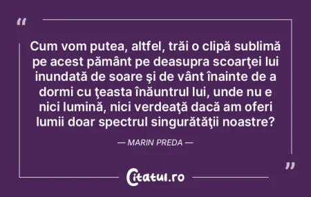 Cum vom putea, altfel, trăi o clipă su... Cum vom putea, altfel, trăi o clipă su...