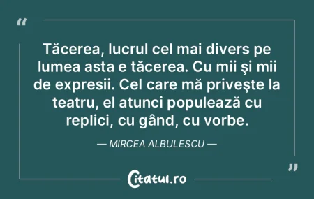 Tăcerea, lucrul cel mai divers pe lumea... Tăcerea, lucrul cel mai divers pe lumea...