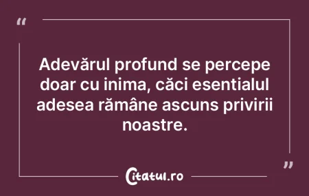 Adevărul profund se percepe doar cu ini... Adevărul profund se percepe doar cu ini...