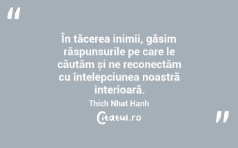În tăcerea inimii, găsim răspunsurile pe care le căutăm și ne reconectăm cu înțelepciunea noastră interioară. Thich Nhat Hanh...