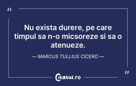 Nu exista durere, pe care timpul sa n-o ...