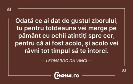 Odată ce ai dat de gustul zborului, tu ... Odată ce ai dat de gustul zborului, tu ...