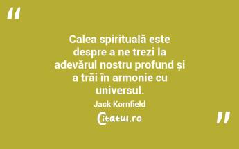 Calea spirituală este despre a ne trezi la adevărul nostru profund și a trăi în armonie cu universul. Jack Kornfield...