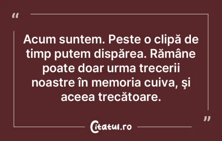 Acum suntem. Peste o clipă de timp pute...