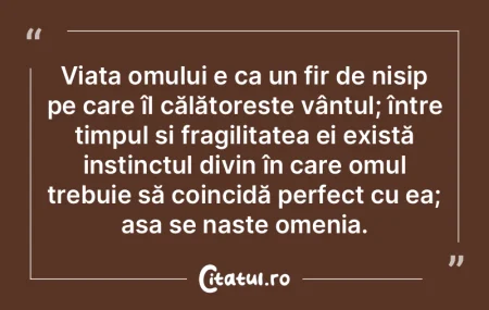 Viața omului e ca un fir de nisip pe ca...