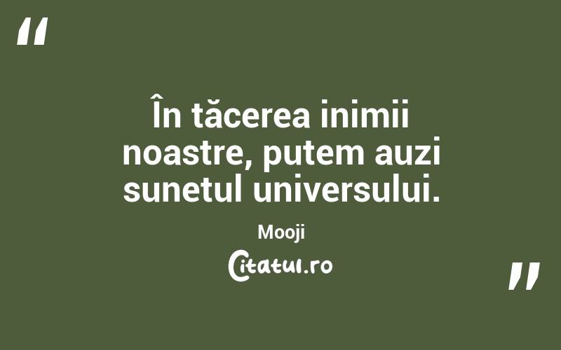 În tăcerea inimii noastre, putem auzi sunetul universului. Mooji
