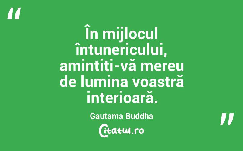 În mijlocul întunericului, amintiți-vă mereu de lumina voastră interioară. Gautama Buddha
