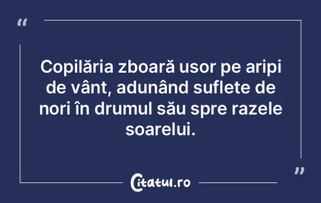 Copilăria zboară ușor pe aripi de vâ...