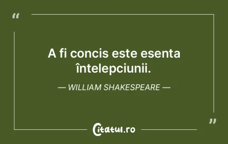 A fi concis este esența înțelepciunii... A fi concis este esența înțelepciunii...