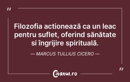 Filozofia acționează ca un leac pentru... Filozofia acționează ca un leac pentru...