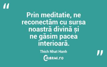 Prin meditație, ne reconectăm cu sursa noastră divină și ne găsim pacea interioară. Thich Nhat Hanh...