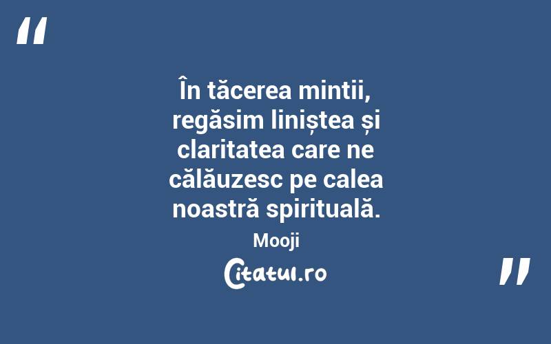 În tăcerea minții, regăsim liniștea și claritatea care ne călăuzesc pe calea noastră spirituală. Mooji
