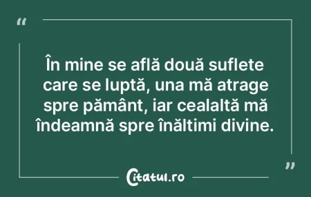 În mine se află două suflete care se ... În mine se află două suflete care se ...