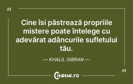Cine își păstrează propriile mistere... Cine își păstrează propriile mistere...