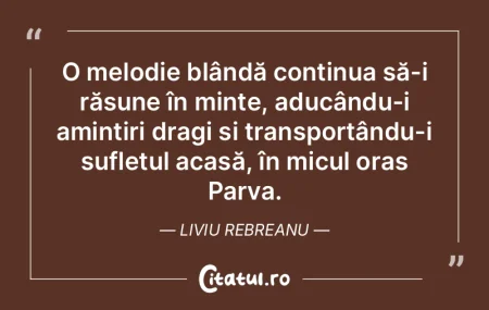 O melodie blândă continua să-i răsun...