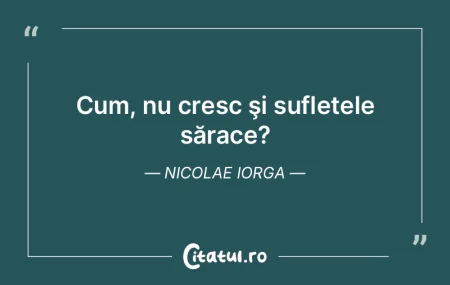 Cum, nu cresc şi sufletele sărace? Nic... Cum, nu cresc şi sufletele sărace? Nic...