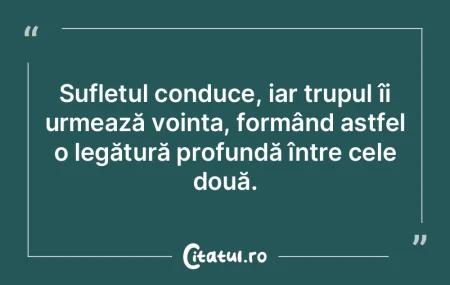 Sufletul conduce, iar trupul îi urmeaz�...