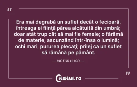 Era mai degrabă un suflet decât o feci...