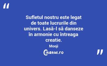 Sufletul nostru este legat de toate lucrurile din univers. Lasă-l să danseze în armonie cu întreaga creație. Mooji...