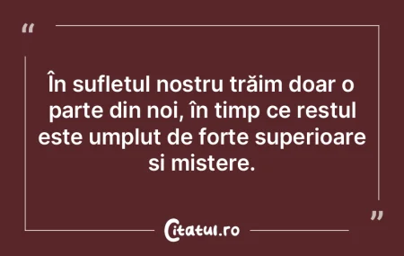 În sufletul nostru trăim doar o parte ... În sufletul nostru trăim doar o parte ...