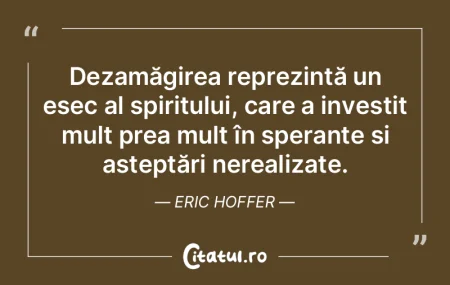 Dezamăgirea reprezintă un eșec al spi...