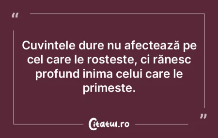 Cuvintele dure nu afectează pe cel care... Cuvintele dure nu afectează pe cel care...