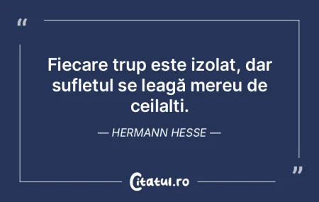 Fiecare trup este izolat, dar sufletul s... Fiecare trup este izolat, dar sufletul s...