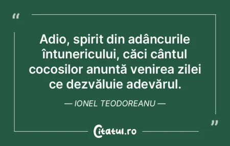 Adio, spirit din adâncurile întunericu... Adio, spirit din adâncurile întunericu...