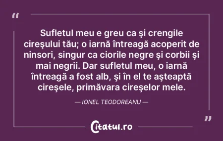Sufletul meu e greu ca şi crengile cire... Sufletul meu e greu ca şi crengile cire...