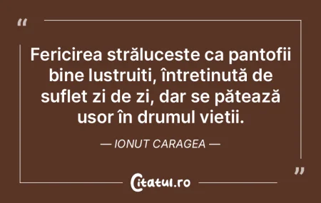Fericirea strălucește ca pantofii bine...