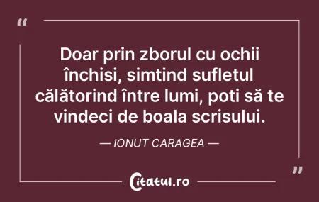 Doar prin zborul cu ochii închiși, sim... Doar prin zborul cu ochii închiși, sim...