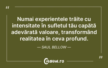 Numai experiențele trăite cu intensita...