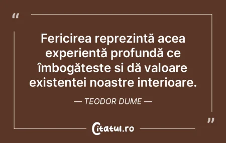 Fericirea reprezintă acea experiență ... Fericirea reprezintă acea experiență ...