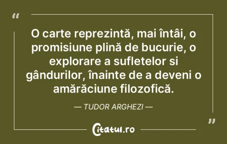 O carte reprezintă, mai întâi, o prom... O carte reprezintă, mai întâi, o prom...
