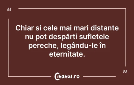 Chiar și cele mai mari distanțe nu pot...
