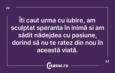 Îți caut urma cu iubire, am sculptat s... Îți caut urma cu iubire, am sculptat s...