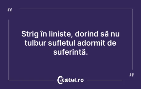 Strig în liniște, dorind să nu tulbur... Strig în liniște, dorind să nu tulbur...