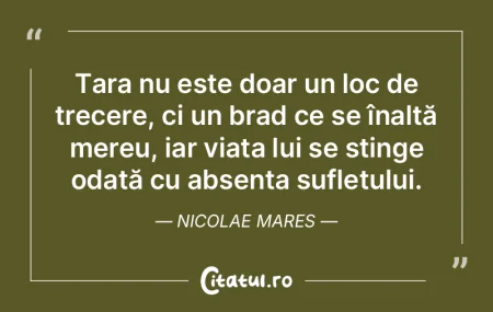 Țara nu este doar un loc de trecere, ci...