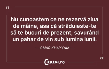 Nu cunoaștem ce ne rezervă ziua de mâ... Nu cunoaștem ce ne rezervă ziua de mâ...