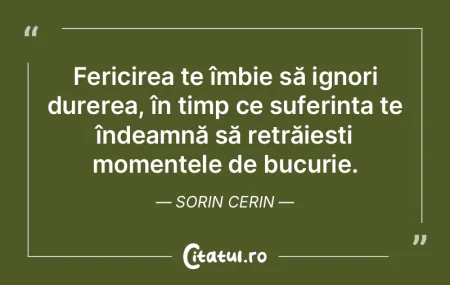 Fericirea te îmbie să ignori durerea, ... Fericirea te îmbie să ignori durerea, ...
