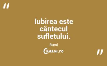 Iubirea este cântecul sufletului. Rumi...