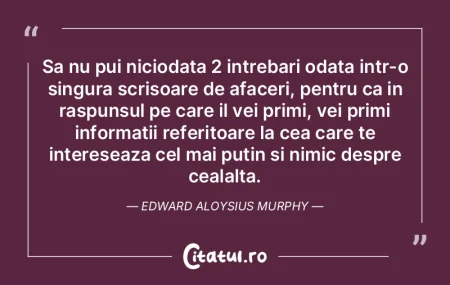 Sa nu pui niciodata 2 intrebari odata in... Sa nu pui niciodata 2 intrebari odata in...