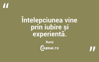 Înțelepciunea vine prin iubire și experiență. Rumi...