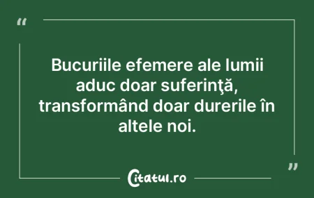Bucuriile efemere ale lumii aduc doar su... Bucuriile efemere ale lumii aduc doar su...