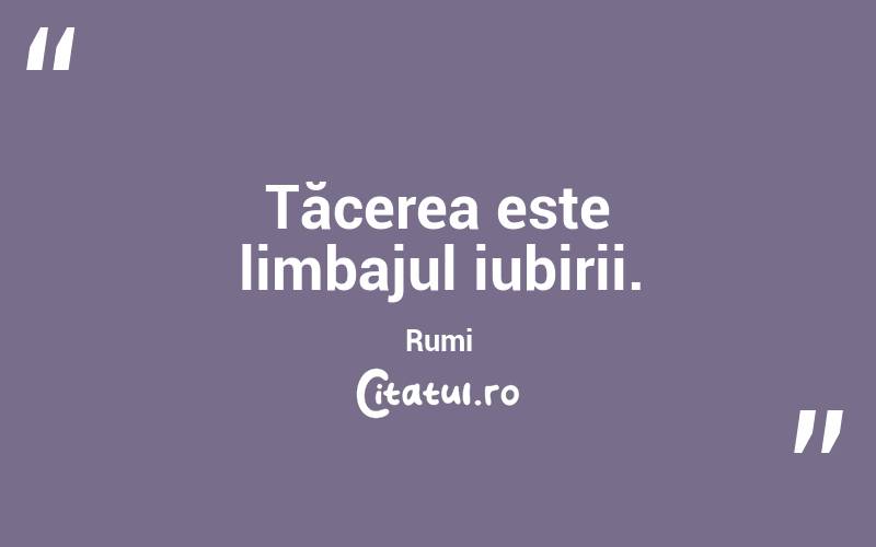 Tăcerea este limbajul iubirii. Rumi
