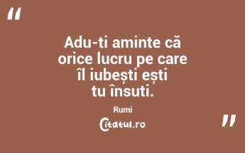 Adu-ți aminte că orice lucru pe care îl iubești ești tu însuți. Rumi...